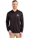 Texas Southern Tigers Cutter & Buck Virtue Eco Pique Recycled Quarter Zip Mens Big & Tall Pullover Black Front Thumbnail Image