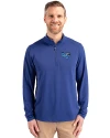 Middle Tennessee Blue Raiders Cutter & Buck Virtue Eco Pique Recycled Quarter Zip Mens Big & Tall Pullover Tour Blue Front Thumbnail Image