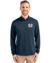 Utah State Aggies Cutter & Buck Virtue Eco Pique Recycled Quarter Zip Mens Big & Tall Pullover Navy Blue Front Thumbnail Image