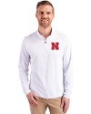 Nebraska Cornhuskers Cutter & Buck Virtue Eco Pique Recycled Quarter Zip Mens Big & Tall Pullover White Front Thumbnail Image