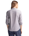 Baldwin Wallace Yellow Jackets Cutter & Buck Stretch Oxford Stripe Womens Long Sleeve Dress Shirt Charcoal Back Thumbnail Image