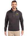 Baldwin Wallace Yellow Jackets Cutter & Buck Mainsail Sweater-Knit Mens Half Zip Pullover Jacket Charcoal Heather Front Thumbnail Image