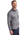 Baldwin Wallace Yellow Jackets Cutter & Buck Traverse Stretch Eco Stripe Quarter Zip Mens Pullover Elemental Grey Side Thumbnail Image