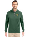 Cal Poly Mustangs Cutter & Buck Adapt Eco Knit Stretch Recycled Mens Quarter Zip Pullover Hunter Green Front Thumbnail Image