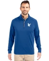 Embry-Riddle Eagles Cutter & Buck Adapt Eco Knit Stretch Recycled Mens Quarter Zip Pullover Tour Blue Front Thumbnail Image