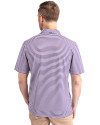 NYU Violets Cutter & Buck Virtue Eco Pique Stripe Recycled Mens Polo College Purple Back Thumbnail Image