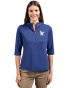 Embry-Riddle Eagles Cutter & Buck Virtue Eco Pique Recycled Half Zip Pullover Womens Hoodie Tour Blue Front Thumbnail Image