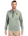 View image 1: Cal Poly Mustangs Cutter & Buck Stealth Heathered Mens Quarter Zip Hunter Green Front