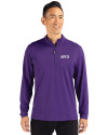 NYU Violets Cutter & Buck Virtue Eco Pique Recycled Quarter Zip Mens Pullover College Purple Front Thumbnail Image