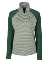 Cal Poly Mustangs Cutter & Buck Forge Tonal Stripe Stretch Half Zip Womens Top Hunter Green Mannequin Thumbnail Image