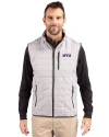NYU Violets Cutter & Buck Rainier PrimaLoft® Mens Eco Insulated Full Zip Puffer Vest Polished Medium Gray Front Thumbnail Image