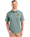 View image 1: Cal Poly Mustangs Cutter & Buck Forge Heathered Stretch Mens Polo Hunter Heather Front