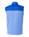 Tulsa Golden Hurricane Cutter & Buck Stealth Hybrid Quilted Mens Big and Tall Windbreaker Vest Chelan Blue Mannequin Back Thumbnail Image