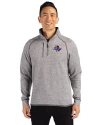 Tulsa Golden Hurricane Cutter & Buck Mainsail Sweater-Knit Mens Big and Tall Half Zip Pullover Jacket Polished Heather Front Thumbnail Image