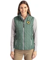 Cal Poly Mustangs Cutter & Buck Rainier PrimaLoft® Womens Eco Insulated Full Zip Puffer Vest Hunter Melange Front Thumbnail Image
