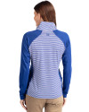Tulsa Golden Hurricane Cutter & Buck Forge Tonal Stripe Stretch Half Zip Womens Top Tour Blue Back Thumbnail Image