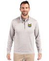 Quinnipiac Bobcats Cutter & Buck Stealth Heathered Quarter Zip Mens Pullover Polished Medium Gray Front Thumbnail Image