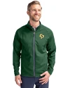 Cal Poly Mustangs Cutter & Buck Adapt Eco Knit Hybrid Recycled Mens Full Zip Jacket Hunter Green Front Thumbnail Image