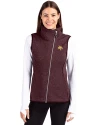 Texas State Bobcats Cutter & Buck Mainsail Sweater Knit Womens Asymmetrical Vest Bordeaux Heather Front Thumbnail Image