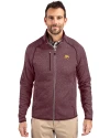 Texas State Bobcats Cutter & Buck Mainsail Sweater-Knit Mens Full Zip Jacket Bordeaux Heather Front Thumbnail Image