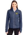 Quinnipiac Bobcats Cutter & Buck Mainsail Sweater-Knit Womens Full Zip Jacket Liberty Navy Heather Front Thumbnail Image