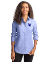 Embry-Riddle Eagles Cutter & Buck Stretch Oxford Womens Long Sleeve Dress Shirt French Blue Front Thumbnail Image