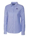 Tulsa Golden Hurricane Cutter & Buck Stretch Oxford Womens Long Sleeve Dress Shirt French Blue Mannequin Thumbnail Image
