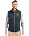 Quinnipiac Bobcats Cutter & Buck Mainsail Sweater-Knit Mens Full Zip Vest Liberty Navy Heather Front Thumbnail Image