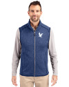 Embry-Riddle Eagles Cutter & Buck Mainsail Sweater-Knit Mens Full Zip Vest Tour Blue Heather Front Thumbnail Image