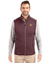 Texas State Bobcats Cutter & Buck Mainsail Sweater-Knit Mens Full Zip Vest Bordeaux Heather Front Thumbnail Image