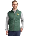 Cal Poly Mustangs Cutter & Buck Mainsail Sweater-Knit Mens Full Zip Vest Hunter Heather Front Thumbnail Image