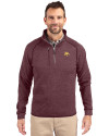 Texas State Bobcats Cutter & Buck Mainsail Sweater-Knit Mens Half Zip Pullover Jacket Bordeaux Heather Front Thumbnail Image