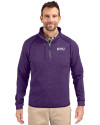 NYU Violets Cutter & Buck Mainsail Sweater-Knit Mens Half Zip Pullover Jacket College Purple Heather Front Thumbnail Image