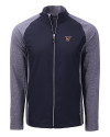 Texas Rio Grande Valley Vaqueros Cutter & Buck Adapt Eco Knit Hybrid Recycled Mens Big & Tall Full Zip Jacket Navy Blue Heather/Navy Blue Mannequin Thumbnail Image