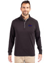 Tulsa Golden Hurricane Cutter & Buck Adapt Eco Knit Stretch Recycled Mens Big and Tall Quarter Zip Pullover Black Front Thumbnail Image