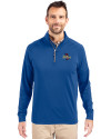 Tulsa Golden Hurricane Cutter & Buck Adapt Eco Knit Stretch Recycled Mens Big and Tall Quarter Zip Pullover Tour Blue Front Thumbnail Image