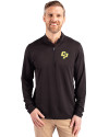Cal Poly Mustangs Cutter & Buck Virtue Eco Pique Recycled Quarter Zip Mens Big & Tall Pullover Black Front Thumbnail Image