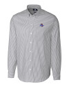 Tulsa Golden Hurricane Cutter & Buck Stretch Oxford Stripe Mens Big and Tall Long Sleeve Dress Shirt Charcoal Mannequin Thumbnail Image