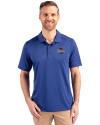 Tulsa Golden Hurricane Cutter & Buck Prospect Eco Textured Stretch Recycled Mens Short Sleeve Polo Tour Blue Front Thumbnail Image