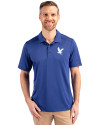 Embry-Riddle Eagles Cutter & Buck Prospect Eco Textured Stretch Recycled Mens Short Sleeve Polo Tour Blue Front Thumbnail Image