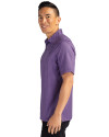 NYU Violets Cutter & Buck Pike Banner Print Stretch Mens Polo College Purple Side Thumbnail Image