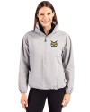 Quinnipiac Bobcats Cutter & Buck Charter Eco Recycled Womens Anorak Jacket Polished Medium Gray Front Thumbnail Image