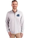 Old Dominion Monarchs College Vault - Cutter & Buck Virtue Eco Pique Micro Stripe Recycled Mens Quarter Zip Polished/White Front Thumbnail Image