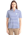 Embry-Riddle Eagles Cutter & Buck Virtue Eco Pique Stripe Recycled Womens Top Tour Blue Front Thumbnail Image