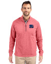 Cincinnati Bengals Americana Cutter & Buck Adapt Eco Knit Heather Mens Big & Tall Quarter Zip Pullover Cardinal Red Heather Front Thumbnail Image