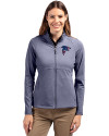 Atlanta Falcons Americana Cutter & Buck Adapt Eco Knit Heather Recycled Womens Full Zip Navy Blue Heather Front Thumbnail Image