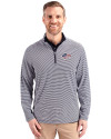 Kansas City Chiefs Americana Cutter & Buck Virtue Eco Pique Micro Stripe Recycled Mens Big & Tall Quarter Zip Navy Blue/White Front Thumbnail Image