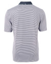 Carolina Panthers Americana Cutter & Buck Virtue Eco Pique Micro Stripe Recycled Mens Polo Navy Blue/White Mannequin Back Thumbnail Image