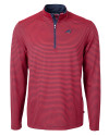 Carolina Panthers Americana Cutter & Buck Virtue Eco Pique Micro Stripe Recycled Mens Quarter Zip Red/Navy Blue Mannequin Thumbnail Image