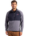 Buffalo Bills Americana Cutter & Buck Adapt Eco Knit Hybrid Recycled Mens Quarter Zip Navy Blue Heather/Navy Blue Front Thumbnail Image